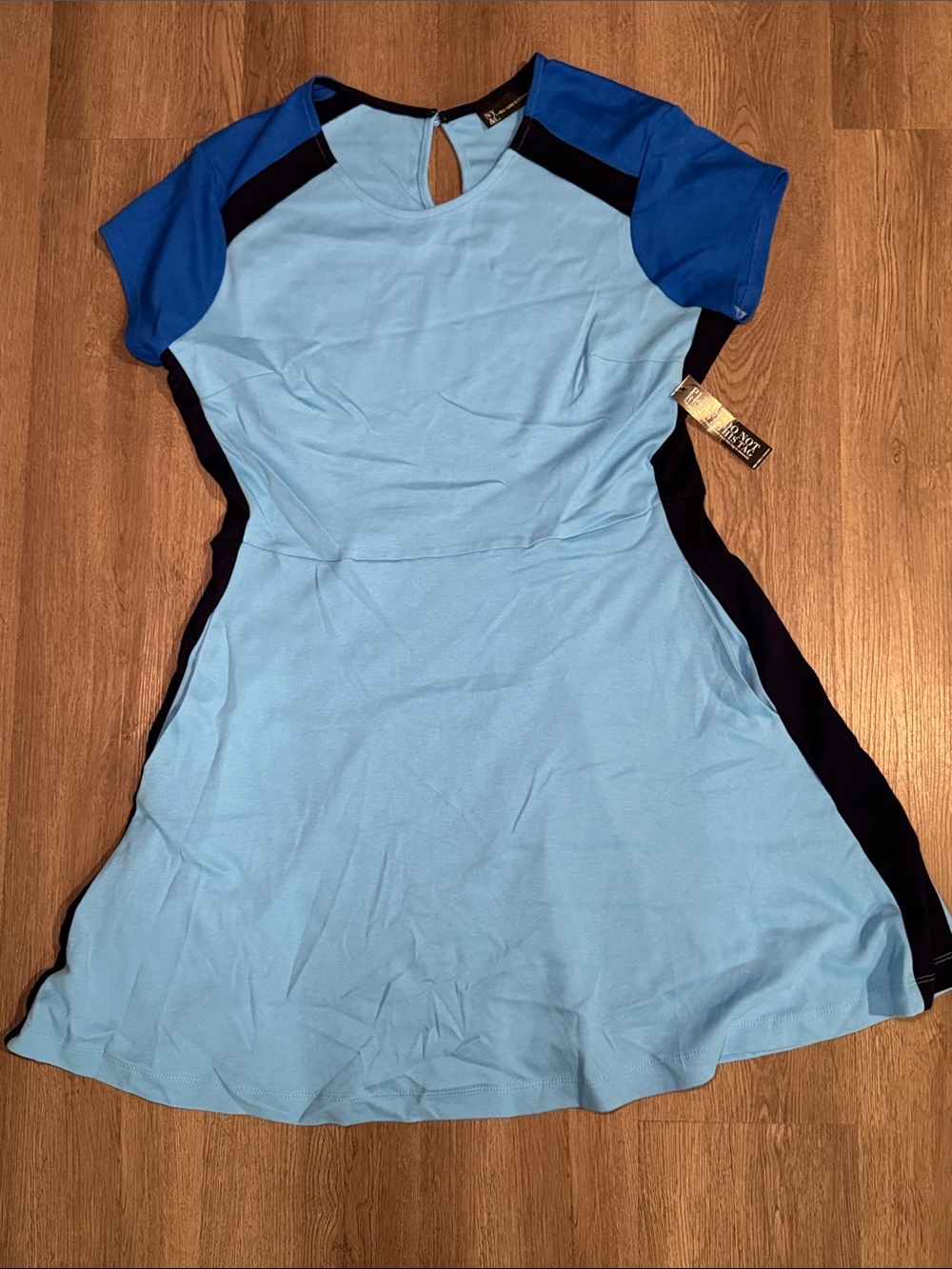 New York & Company Light Blue and Royal Blue Fit-and-Flare Dress